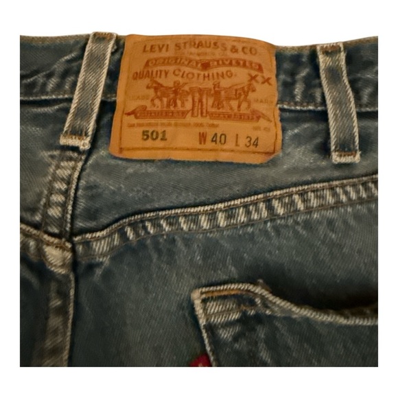 Levi's 501’s Blue Straight Jeans Classic Denim Vintage 40x28 - Picture 4 of 6